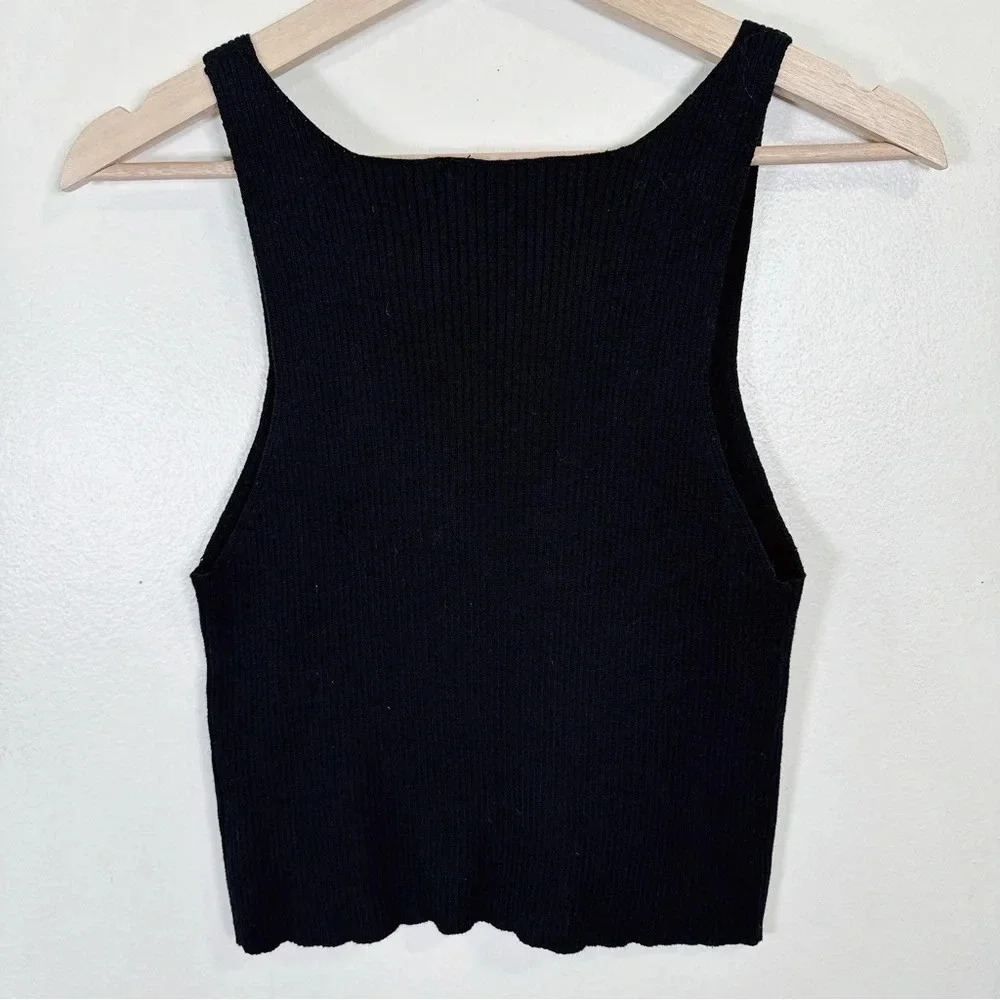 Free People One Ribbed Mesh Ruched Neck Tank Top - Picture 15 of 15